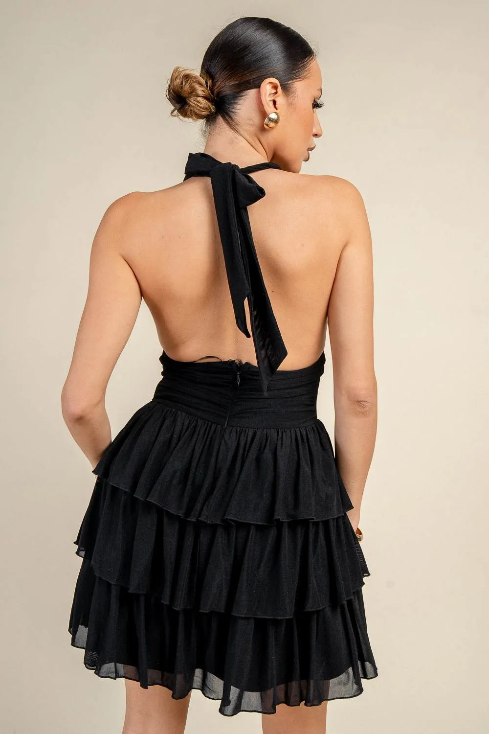 PD79702S / HALTER NECK CORSET RUFFLE MINI DRESS sold by privy product image thumbnail 3