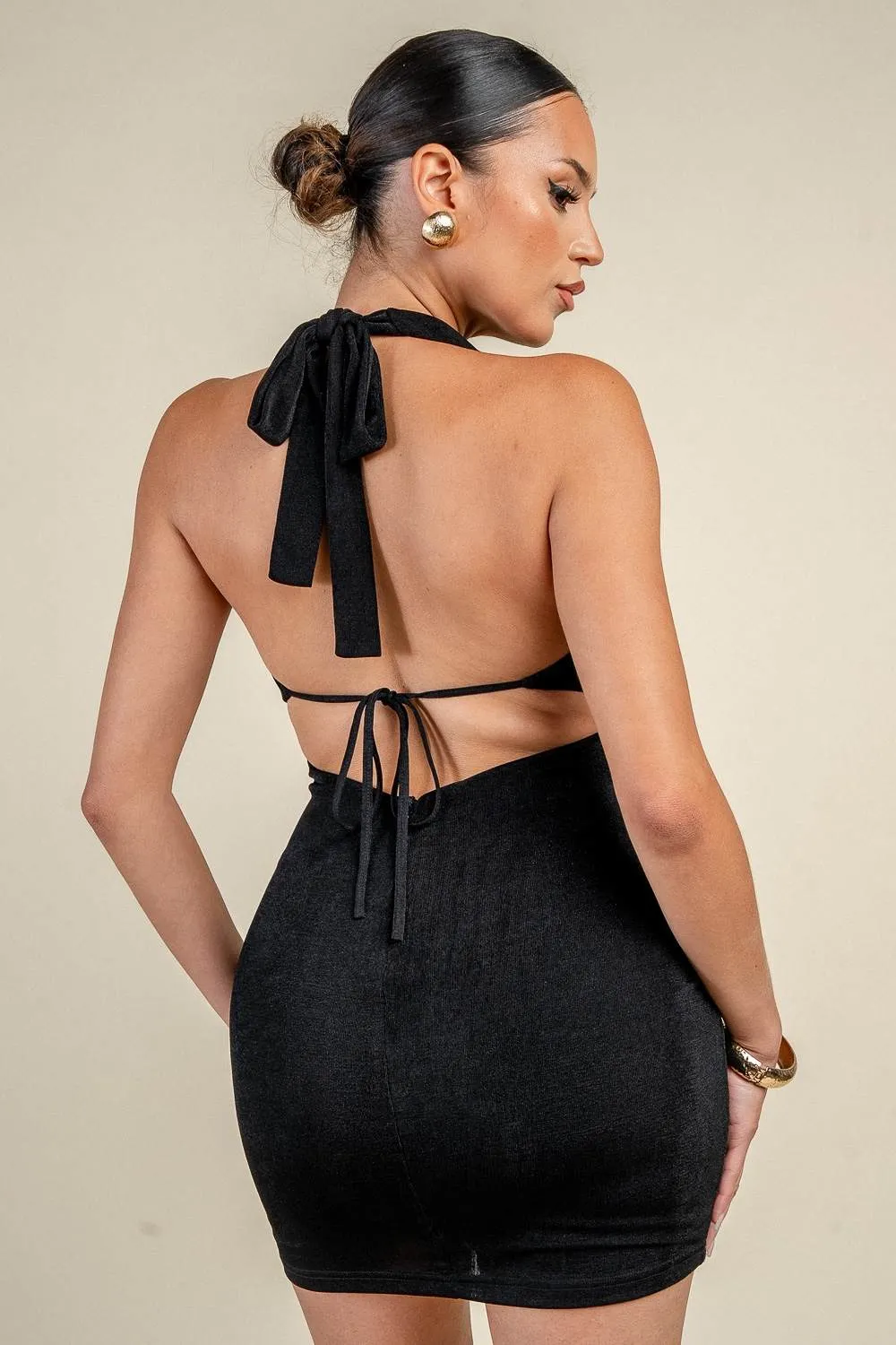 PD79861D / DRAPED HALTER RING DETAIL MINI DRESS sold by privy product image thumbnail 4
