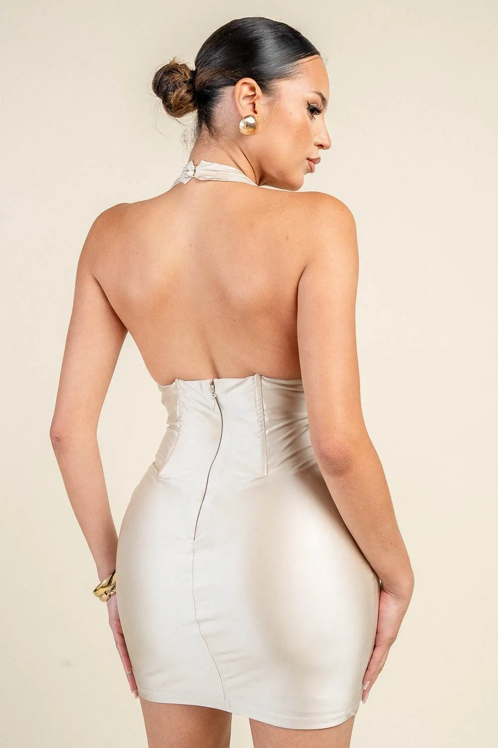 PD79732D / HALTER PLUNGE CORSET MINI DRESS sold by privy product image thumbnail 3