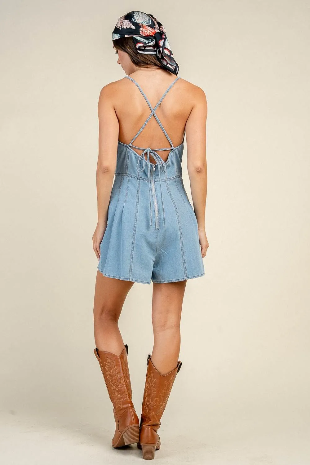 CJ40027Y / DENIM HALTER ROMPER sold by privy product image thumbnail 3