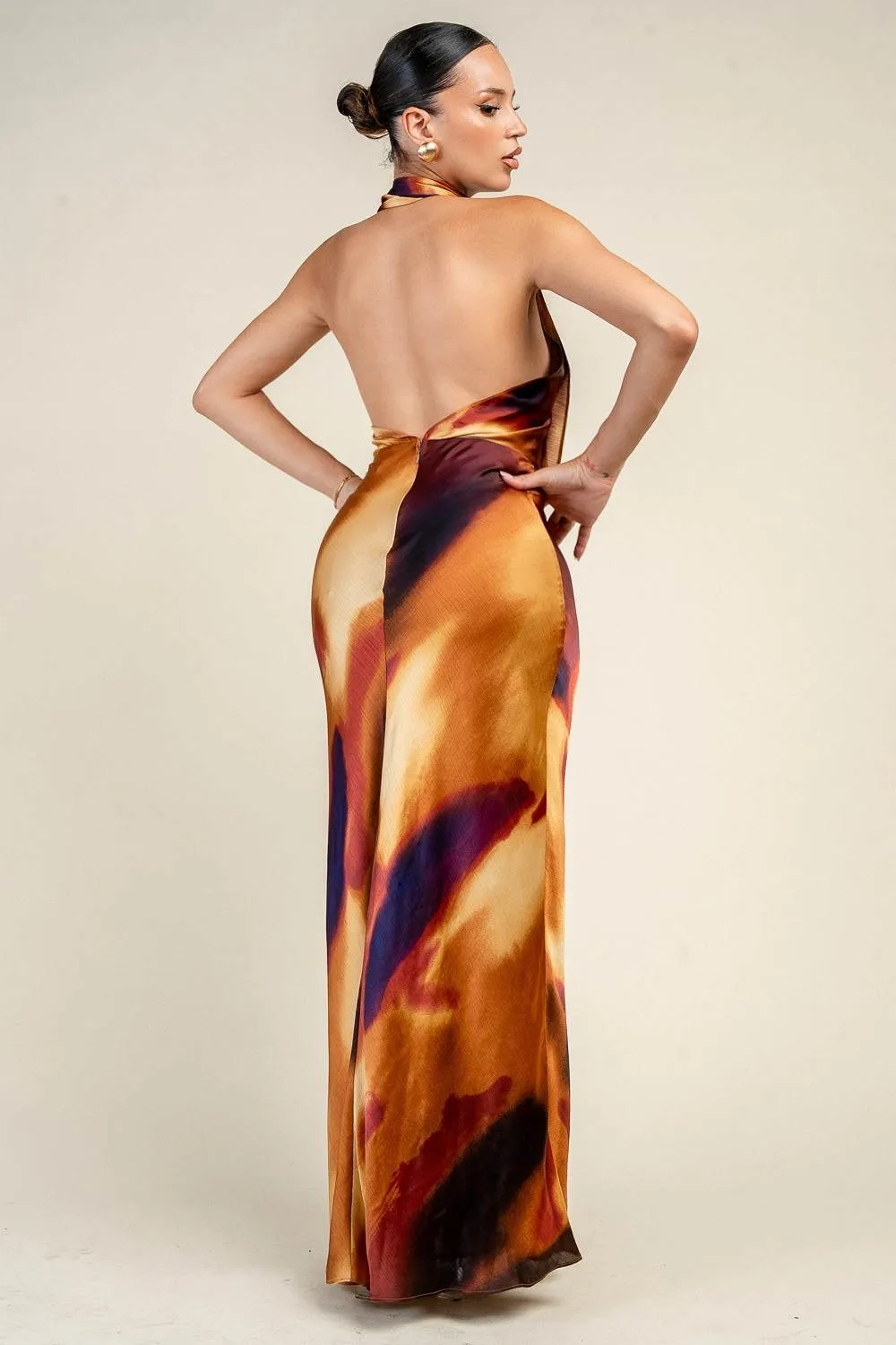 PD79725B / HALTER COWL NECK MAXI OPEN BACK DRESS sold by privy product image thumbnail 3