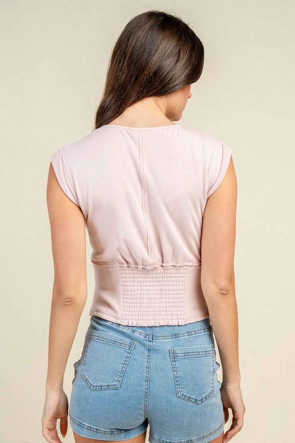 BT3586Y / S/S V-NECK CROPPED KNIT TOP sold by privy product image thumbnail 3