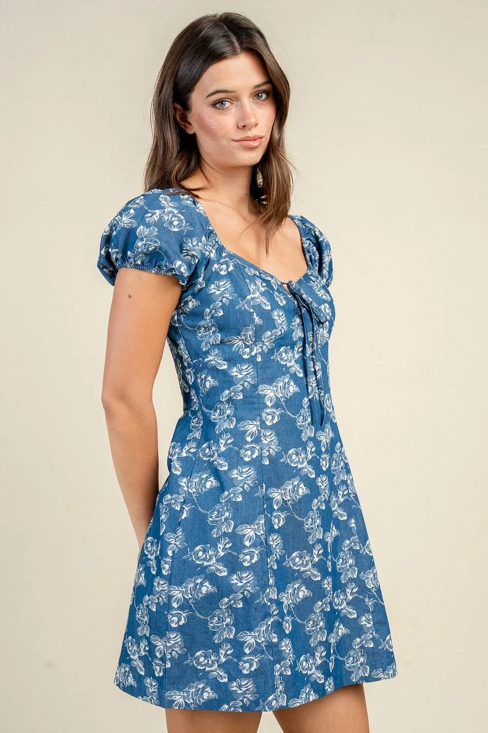 CD30947Y / PUFF S/S EMBROIDERED DENIM MINI DRESS sold by privy product image thumbnail 2