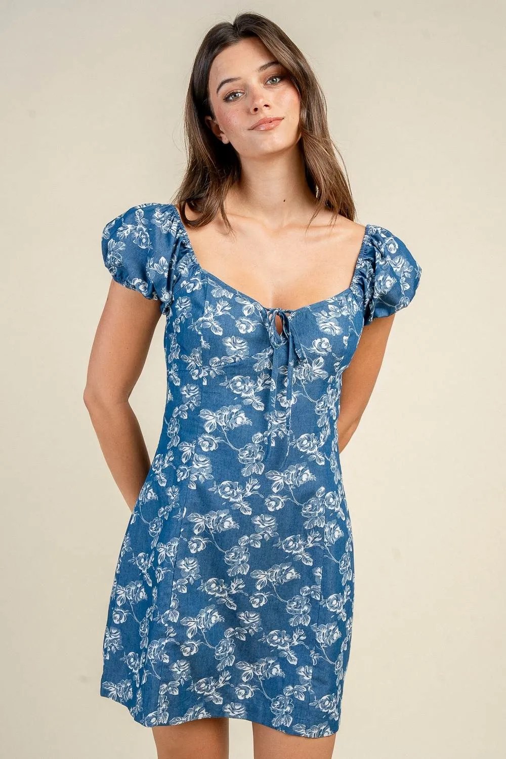 CD30947Y / PUFF S/S EMBROIDERED DENIM MINI DRESS sold by privy product image thumbnail 4