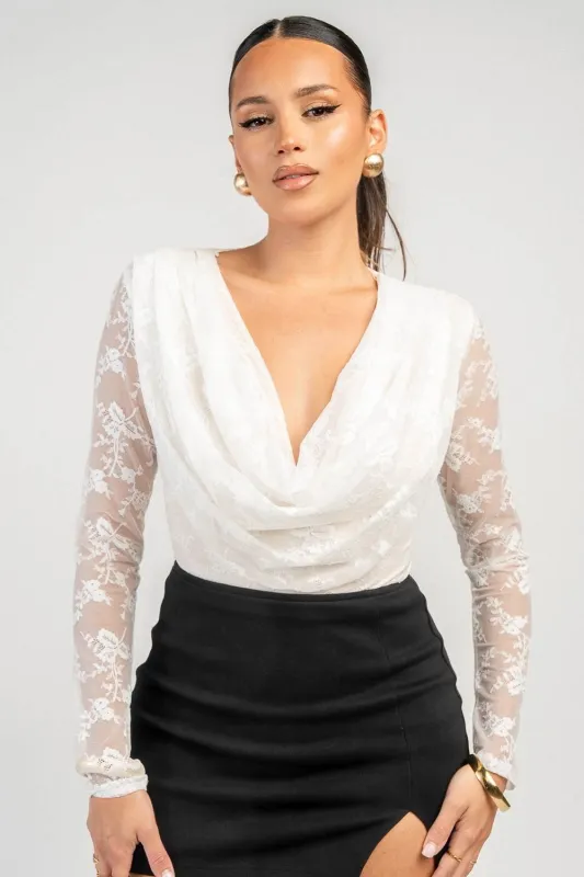 PT45701E / LONG SLEEVE COWL NECK BODYSUIT made by privy