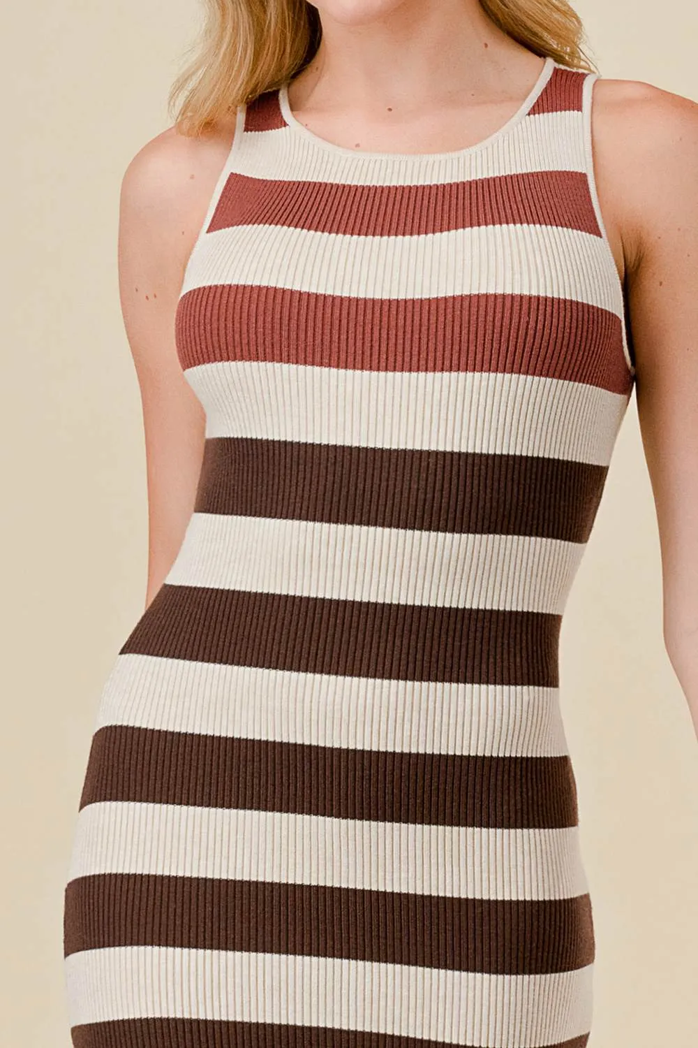 BD12337C / STRIPE RIB SWEATER ROUND NECK BODYCON MIDI DRESS sold by privy product image thumbnail 5