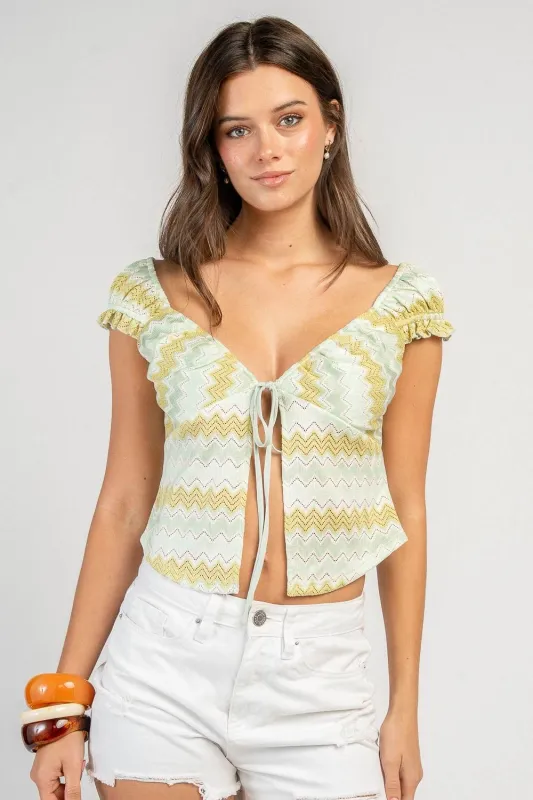 BT3502E / TIE FRONT CROCHET TOP made by privy