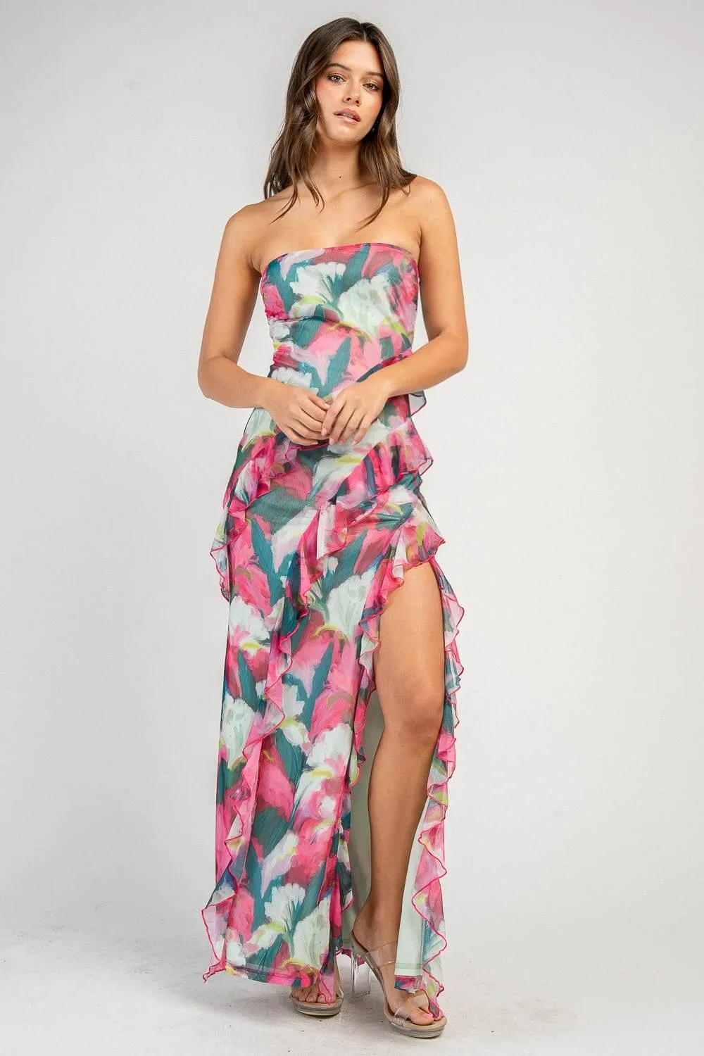 BD13435E / FLORAL MAXI DRESS W/ FLAT RUFFLE DETAILS sold by privy product image thumbnail 4