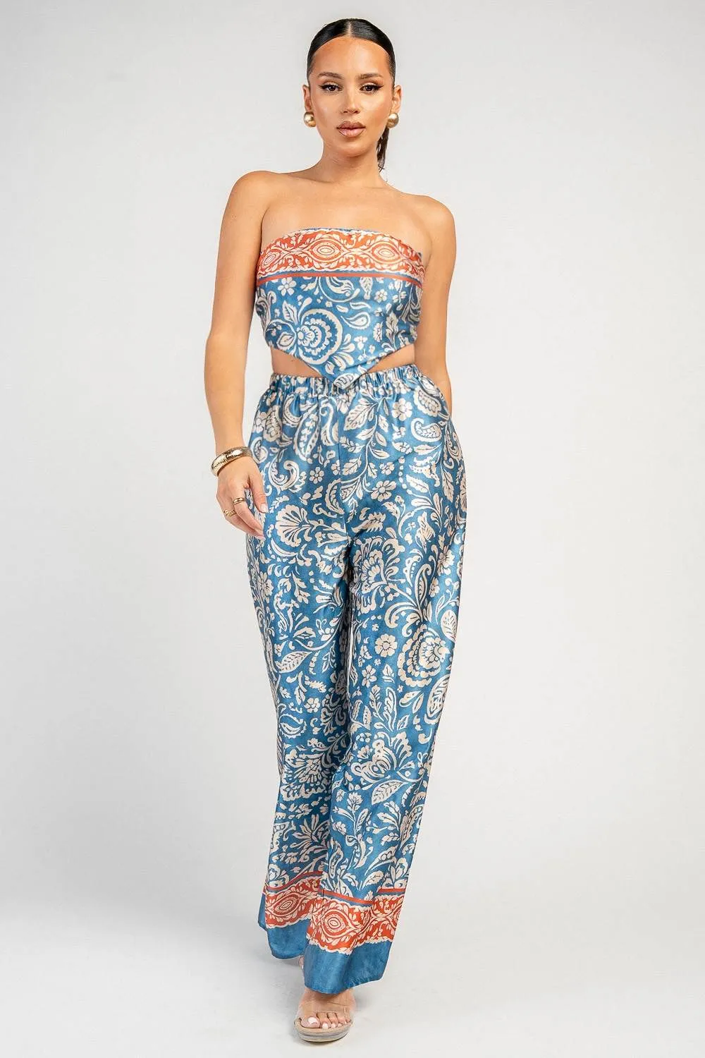 HS5079B / STRAPLESS HANKERCHIEF TOP AND PANTS SET sold by privy product image thumbnail 4