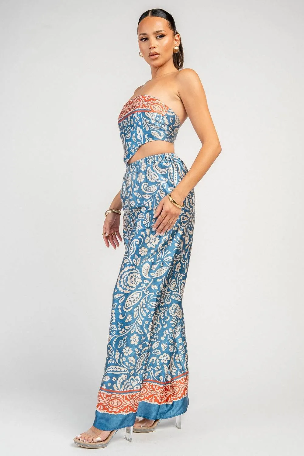 HS5079B / STRAPLESS HANKERCHIEF TOP AND PANTS SET sold by privy product image thumbnail 2