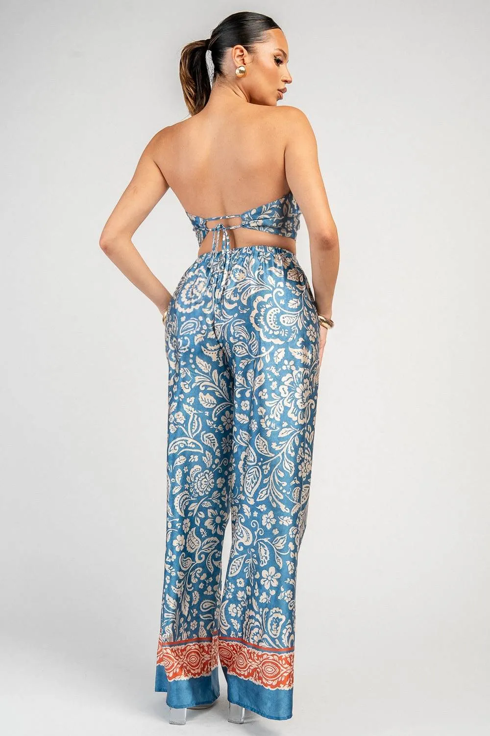 HS5079B / STRAPLESS HANKERCHIEF TOP AND PANTS SET sold by privy product image thumbnail 3