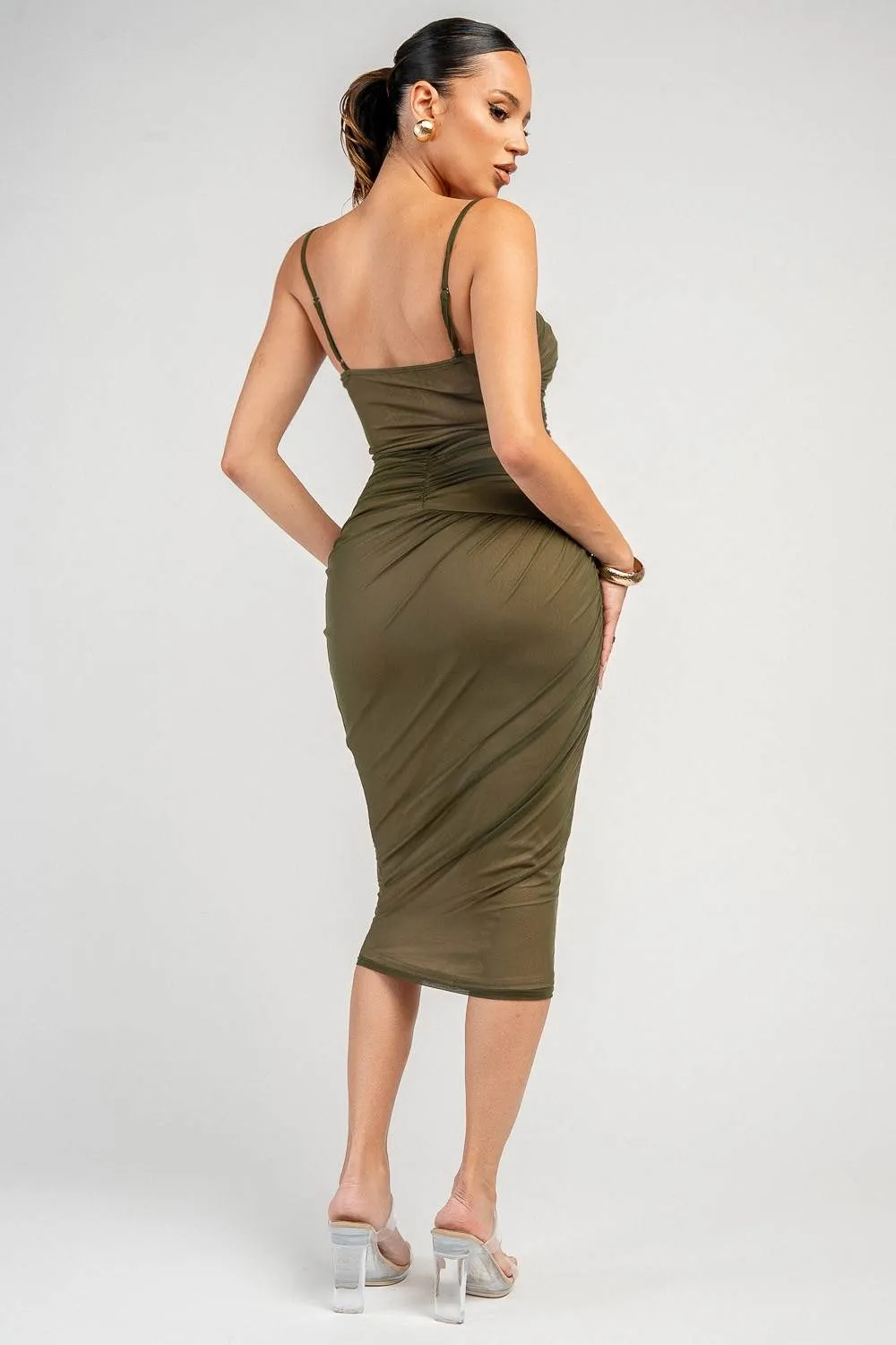 PD79866N / RUCHED MESH MIDI DRESS sold by privy product image thumbnail 3