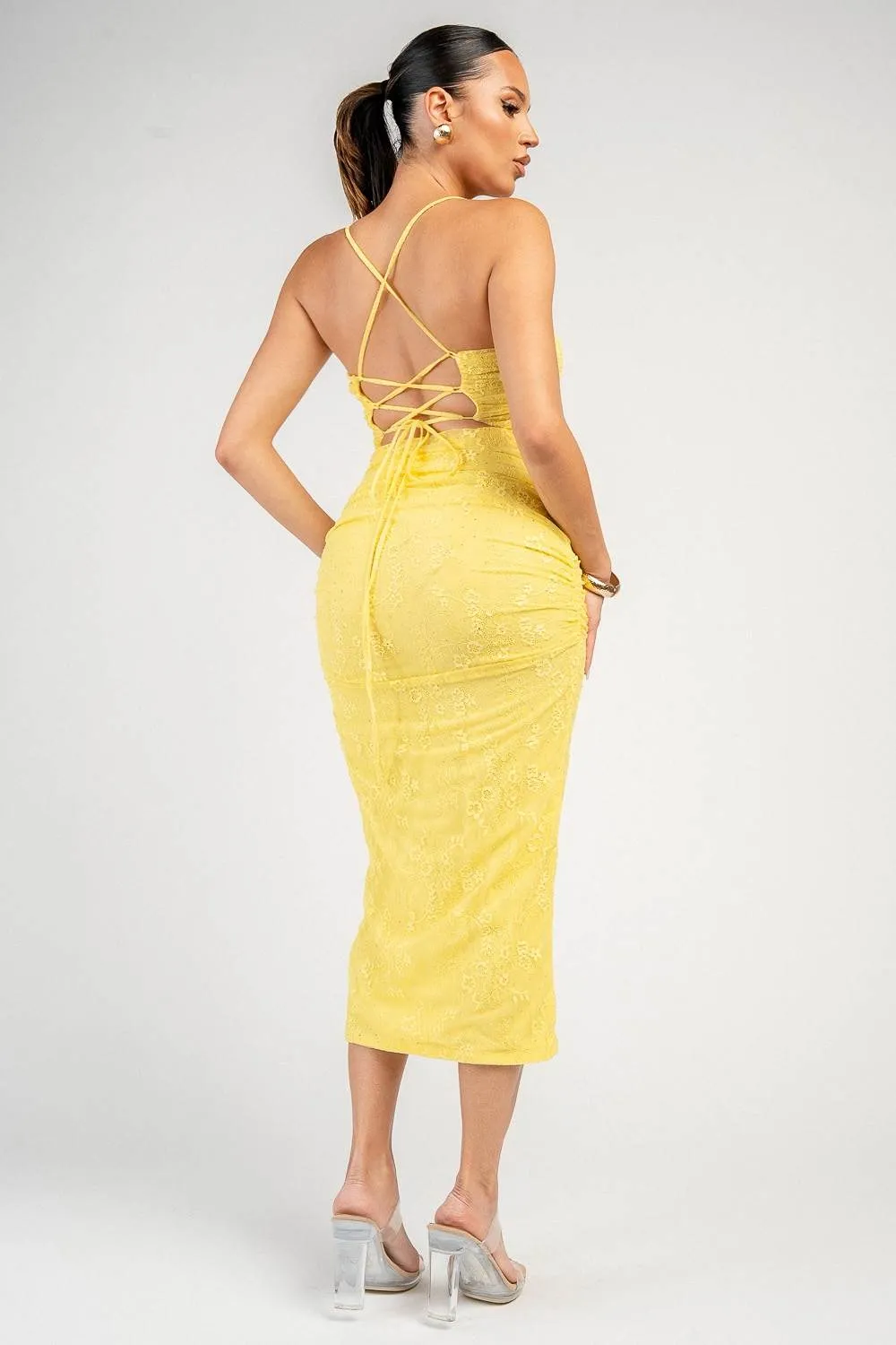 PD79850D / LACE RUCHED MIDI DRESS sold by privy product image thumbnail 3