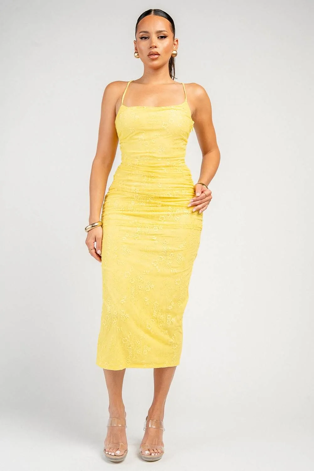 PD79850D / LACE RUCHED MIDI DRESS sold by privy product image thumbnail 4