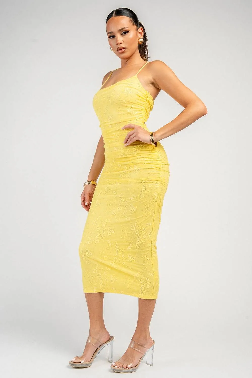 PD79850D / LACE RUCHED MIDI DRESS sold by privy product image thumbnail 2