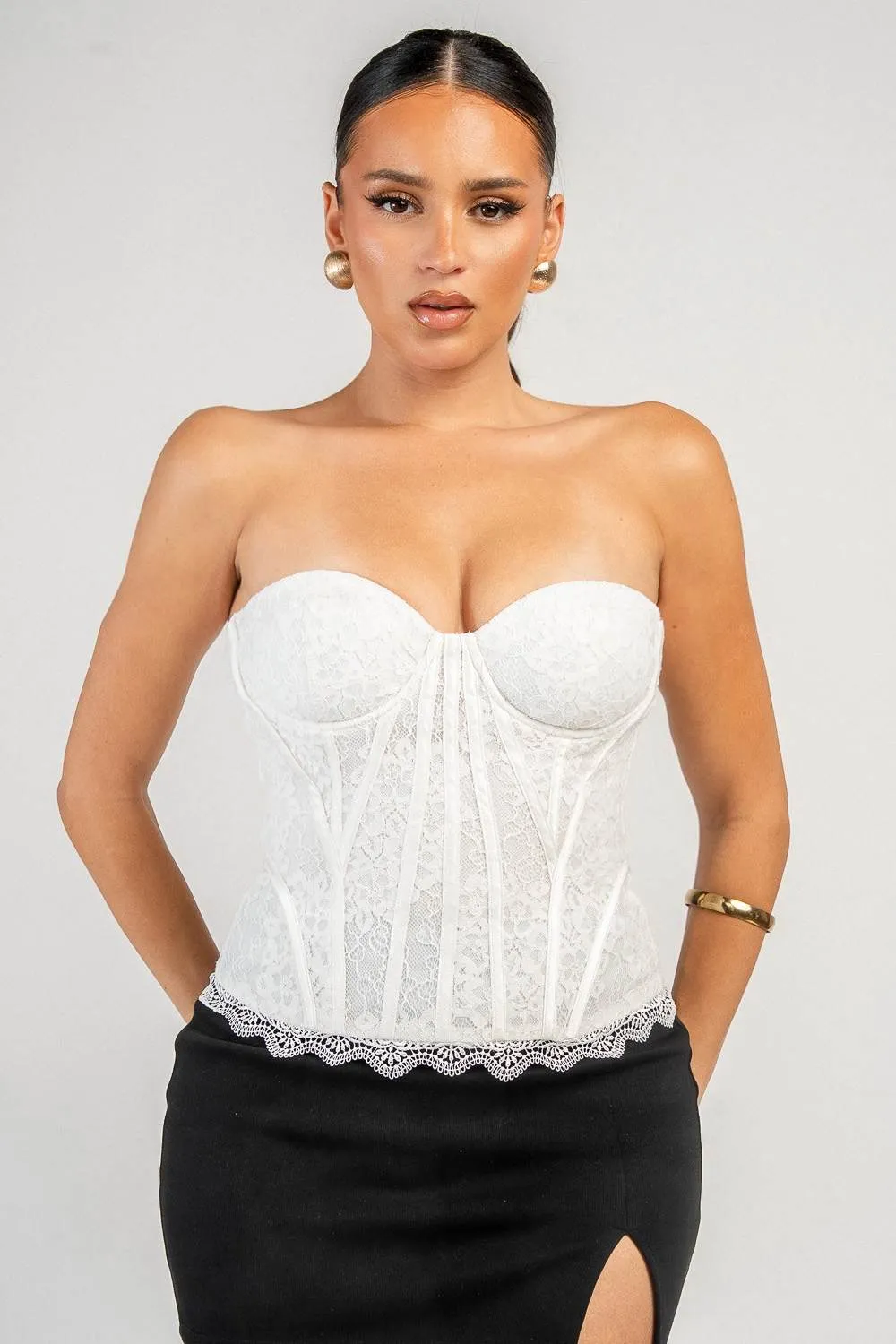 PT45744D / FLORAL LACE OVERLAY CORSET TOP sold by privy product image thumbnail 4