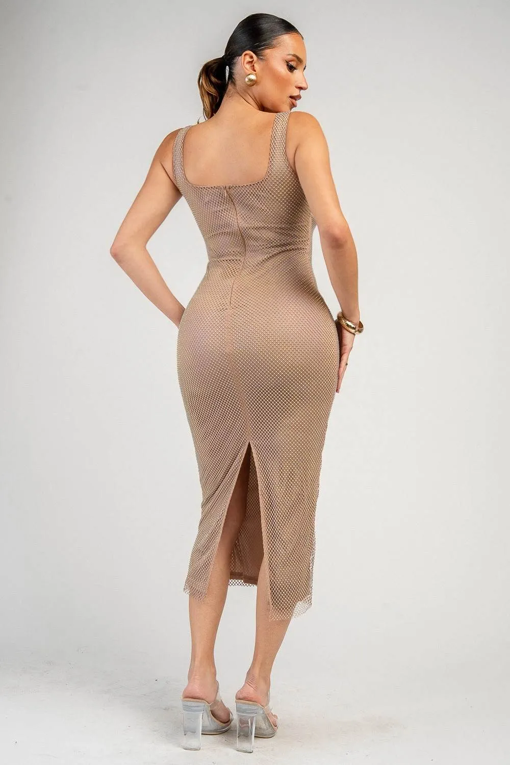 PDKF78804N / RHINESTONE FISHNET MAXI DRESS sold by privy product image thumbnail 3