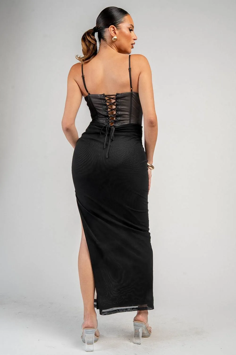 PD79895E / LACE-UP BACK DETAIL CORSET MIDI DRESS sold by privy product image thumbnail 3