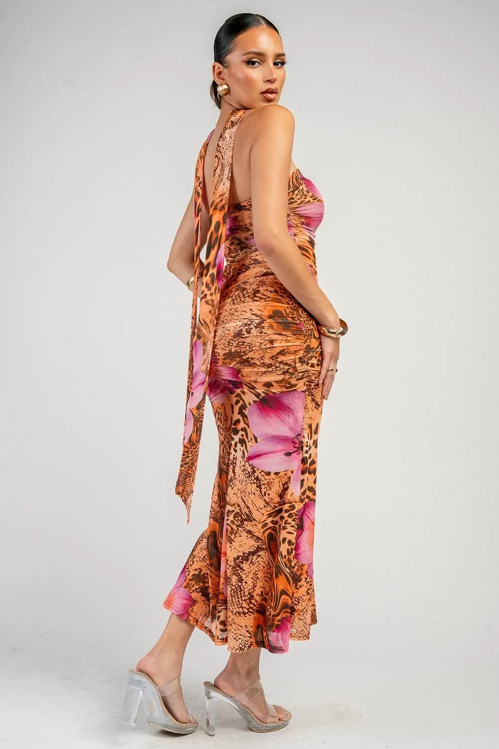 PD79587N / PRINT RUCHED MIDI DRESS sold by privy product image thumbnail 3