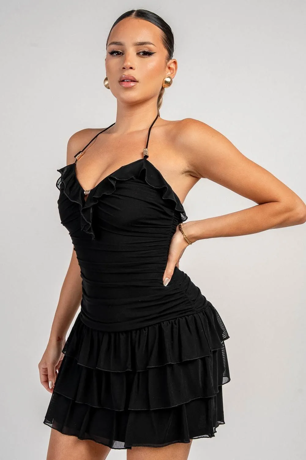 YD30510K / MESH WITH METAL TRIM MINI DRESS sold by privy product image thumbnail 2