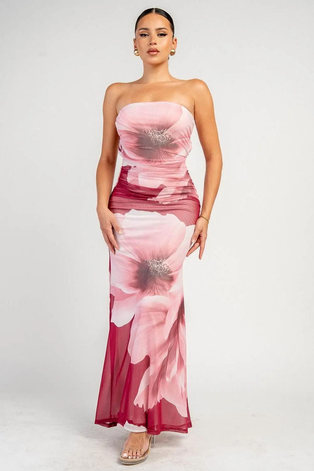 PD79896E / FLORAL PRINTED MAXI DRESS WITH LACE-UP BACK sold by privy product image thumbnail 4