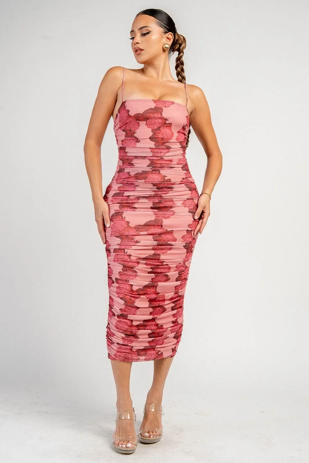 PD79994BAK / MESH PRINT MIDI DRESS sold by privy product image thumbnail 4