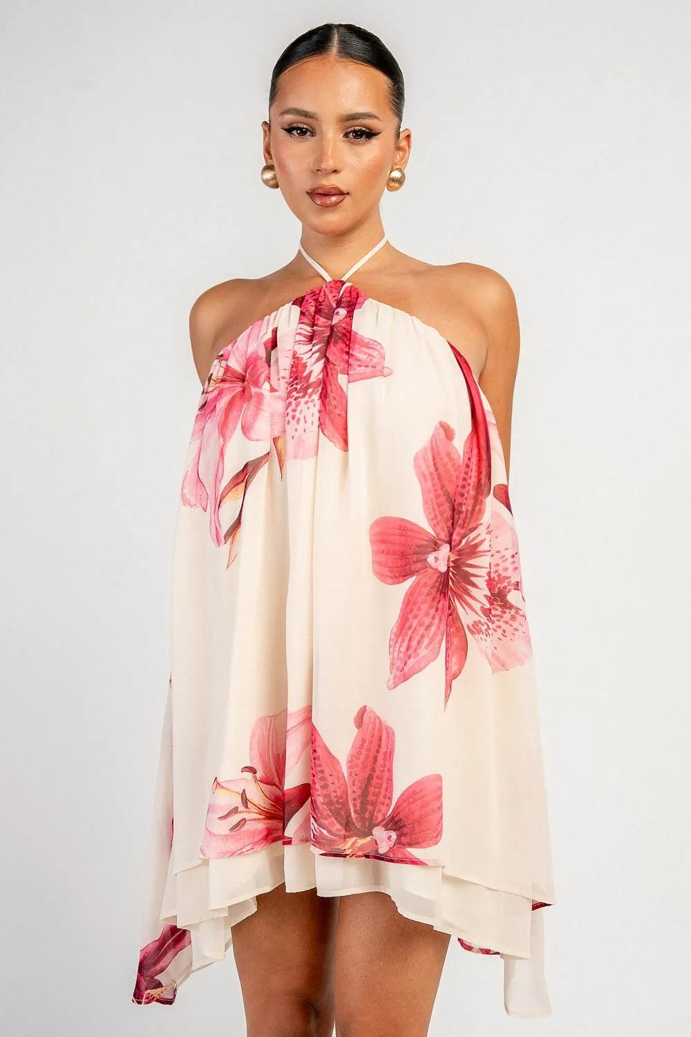 YD30335 / TROPICAL PRINTED CHIFFON MINI DRESS sold by privy product image thumbnail 4
