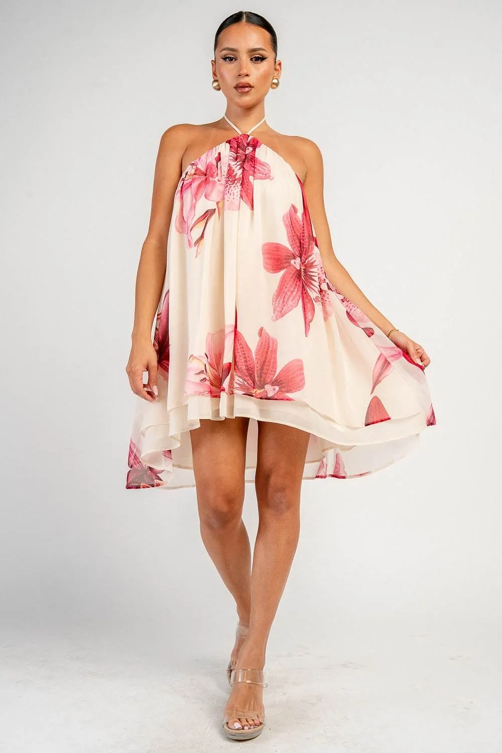 YD30335 / TROPICAL PRINTED CHIFFON MINI DRESS sold by privy product image thumbnail 5