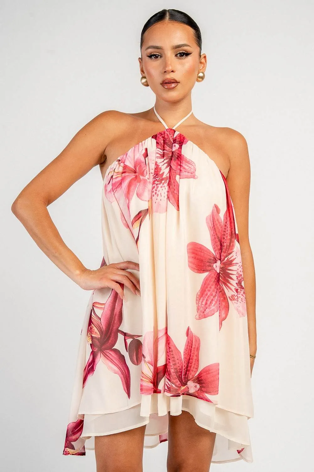YD30335 / TROPICAL PRINTED CHIFFON MINI DRESS sold by privy product image thumbnail 2