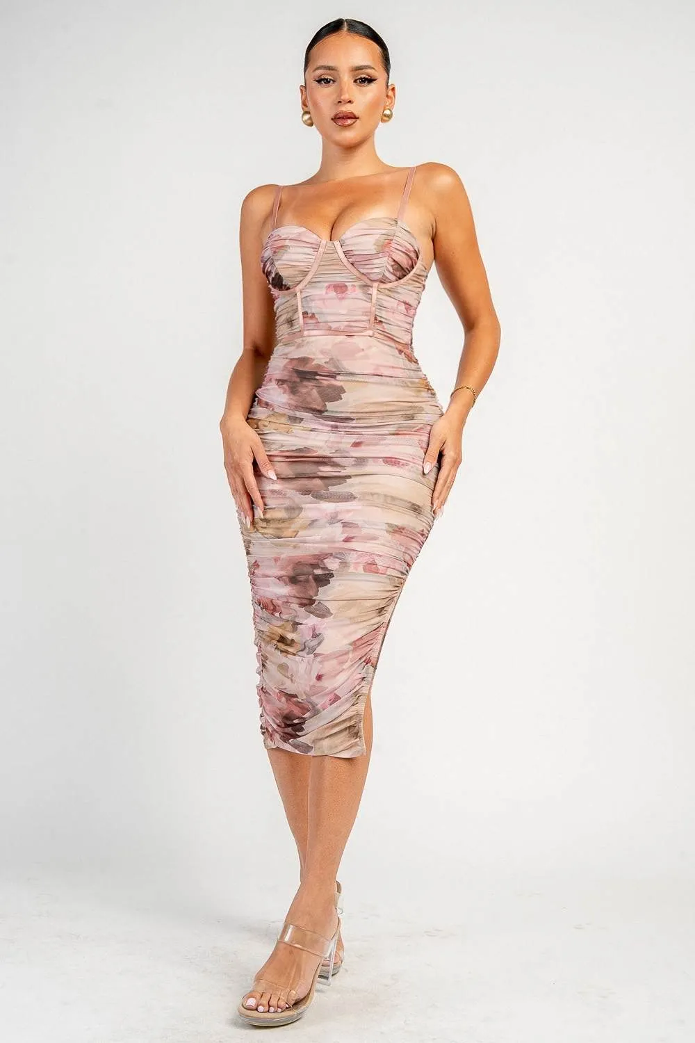 PD80081S / BODYCON MIDI DRESS WITH A SIDE LEG SLIT sold by privy product image thumbnail 4