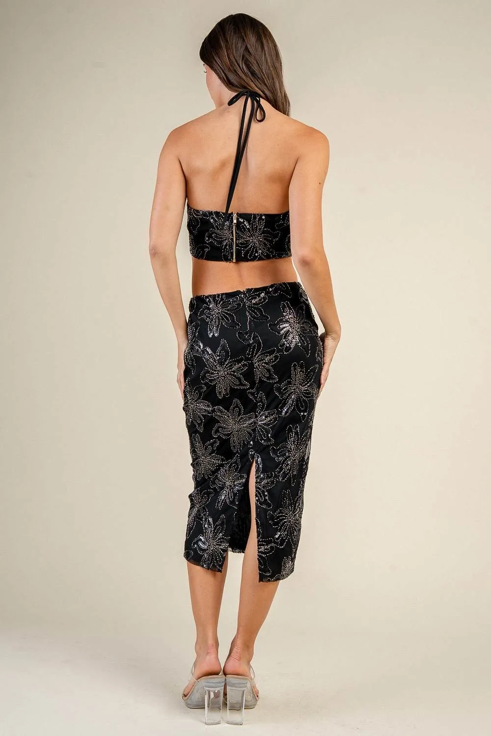 CD31150N / HALTER NECK MIDI DRESS W/ TRIM DETAIL sold by privy product image thumbnail 3