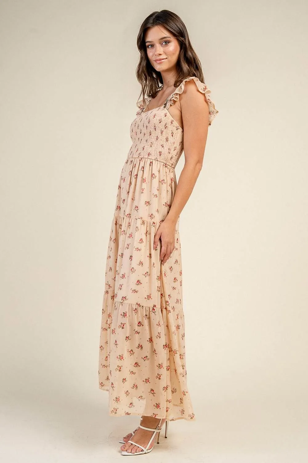 CD31097S / SMOCKED BODICE MAXI TIERED DRESS sold by privy product image thumbnail 2