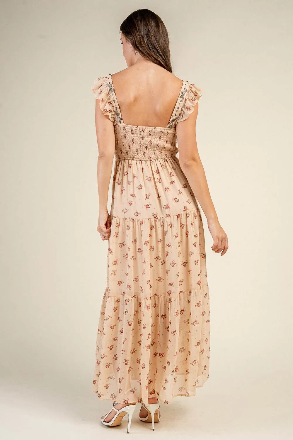 CD31097S / SMOCKED BODICE MAXI TIERED DRESS sold by privy product image thumbnail 3