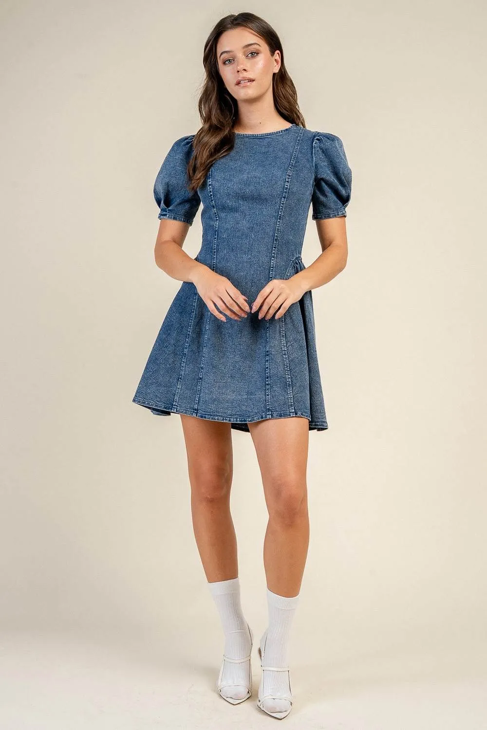 CD31160D / PUFF S/S FLARED MINI DRESS sold by privy