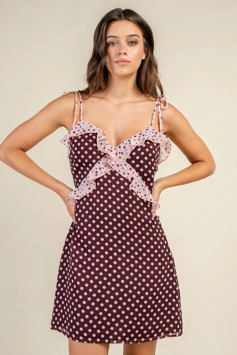 BD13499B / DOT RUFFLE FLOWY MINI DRESS sold by privy product image thumbnail 5