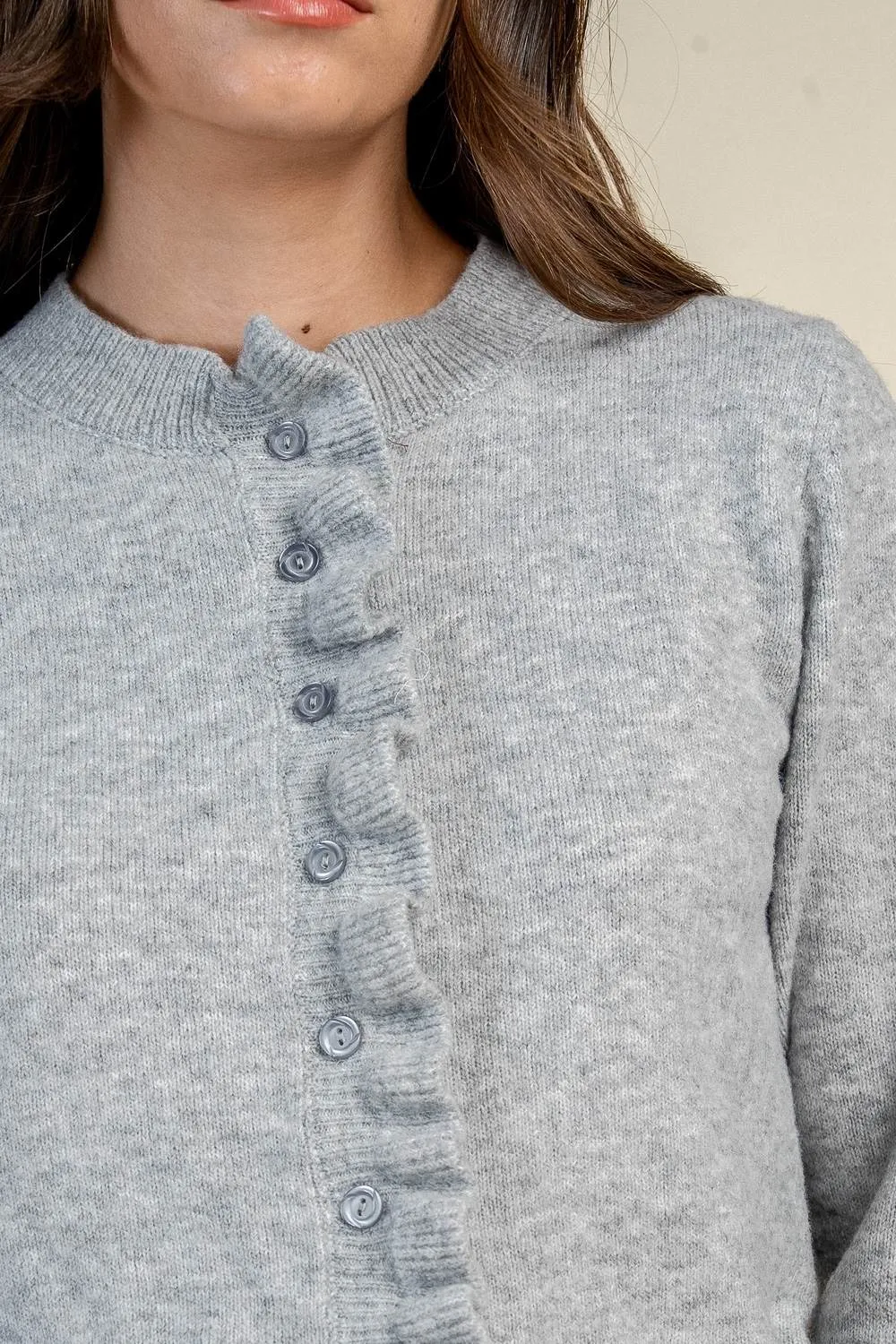 CG60202Y / RUFFLED DETAIL CARDIGAN sold by privy product image thumbnail 5