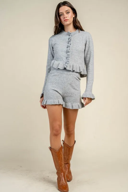 CG60202Y / RUFFLED DETAIL CARDIGAN made by privy