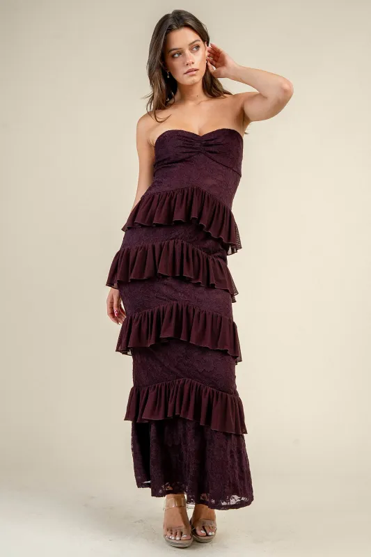 CD31163S / CONTRAS MULTI RUFFLED TUBE MAXI DRESS made by privy