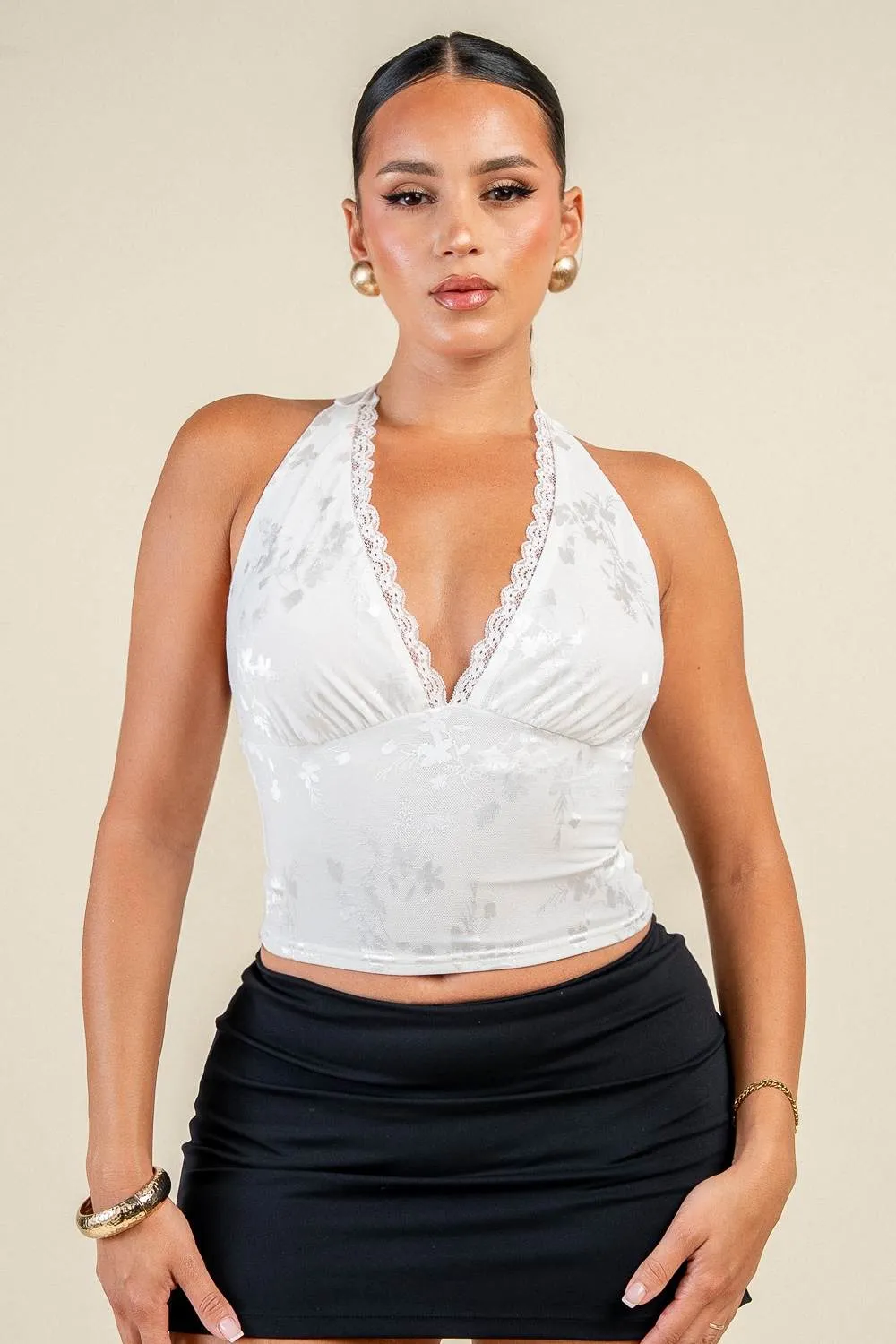 PT45817BST / LACE EDGE HALTER NECK TOP sold by privy product image thumbnail 2
