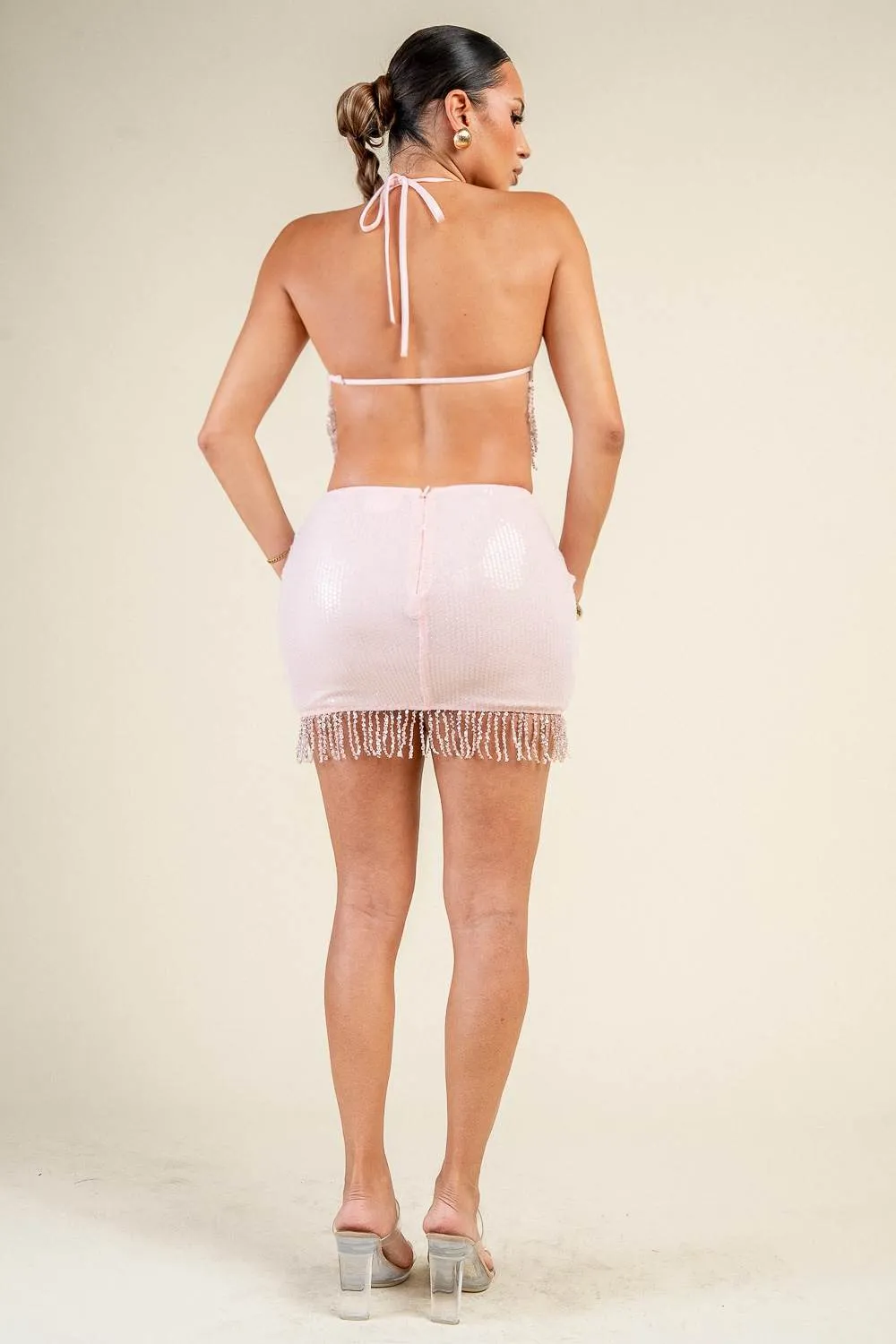 YS5039N / CLEAR SEQUIN WITH FRINGE TOP & SKIRT sold by privy product image thumbnail 3