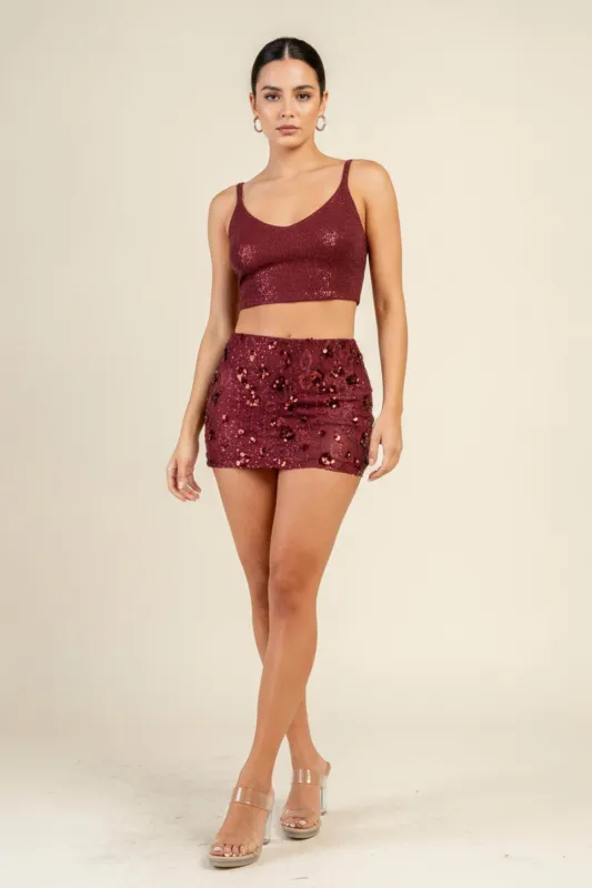 YB6070KST / SEQUIN BEAD LACE MINI SKIRT made by privy