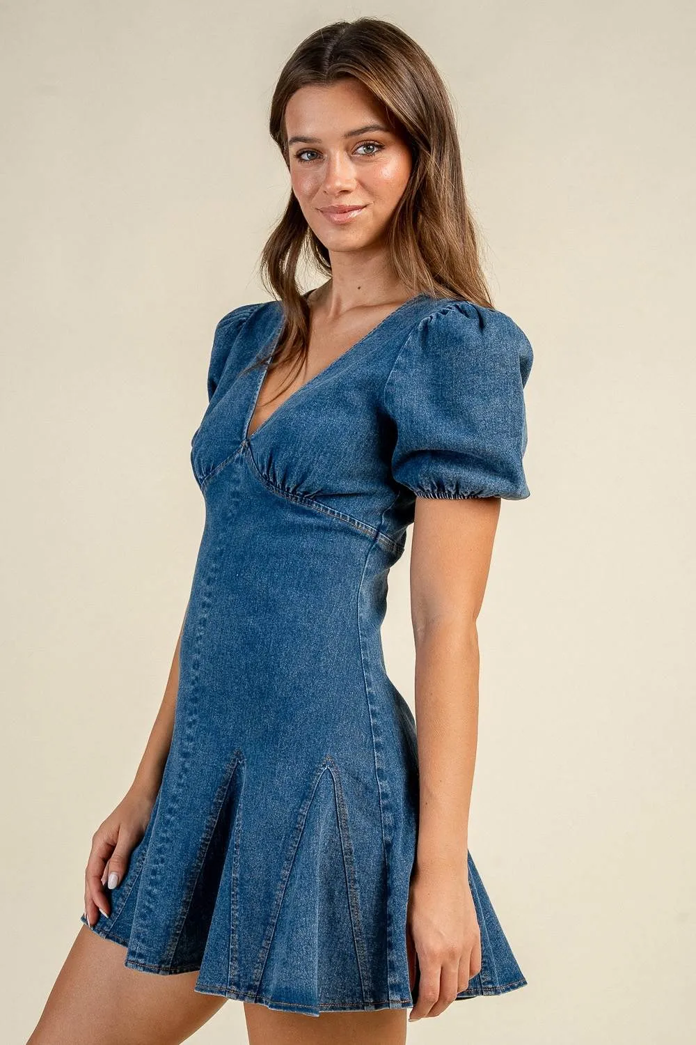 CD31247D / DENIM A-LINE FLARED MINI DRESS sold by privy product image thumbnail 3