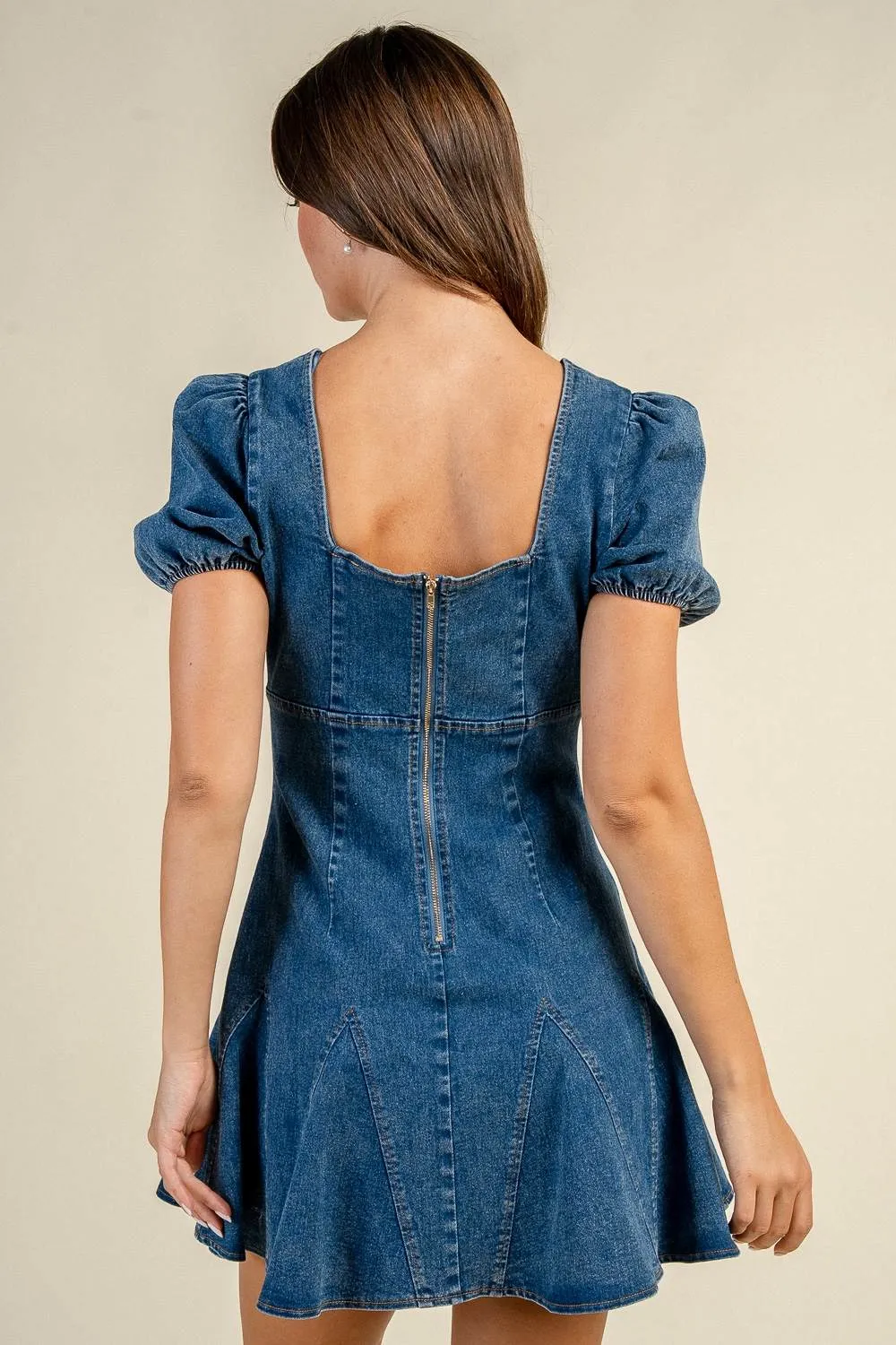 CD31247D / DENIM A-LINE FLARED MINI DRESS sold by privy product image thumbnail 4
