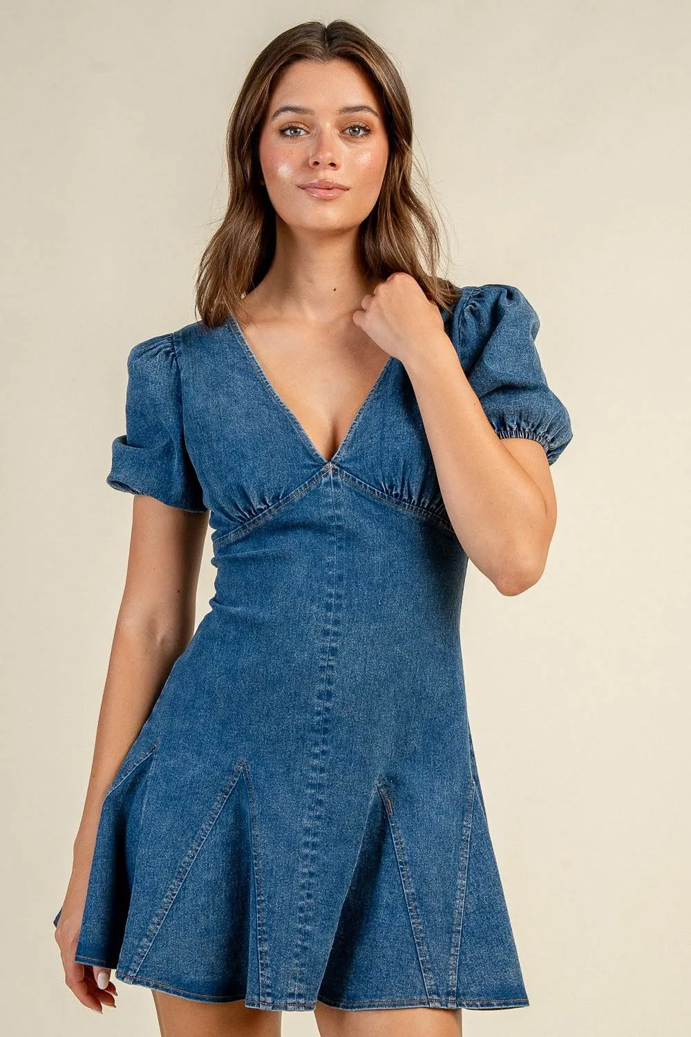 CD31247D / DENIM A-LINE FLARED MINI DRESS sold by privy product image thumbnail 5