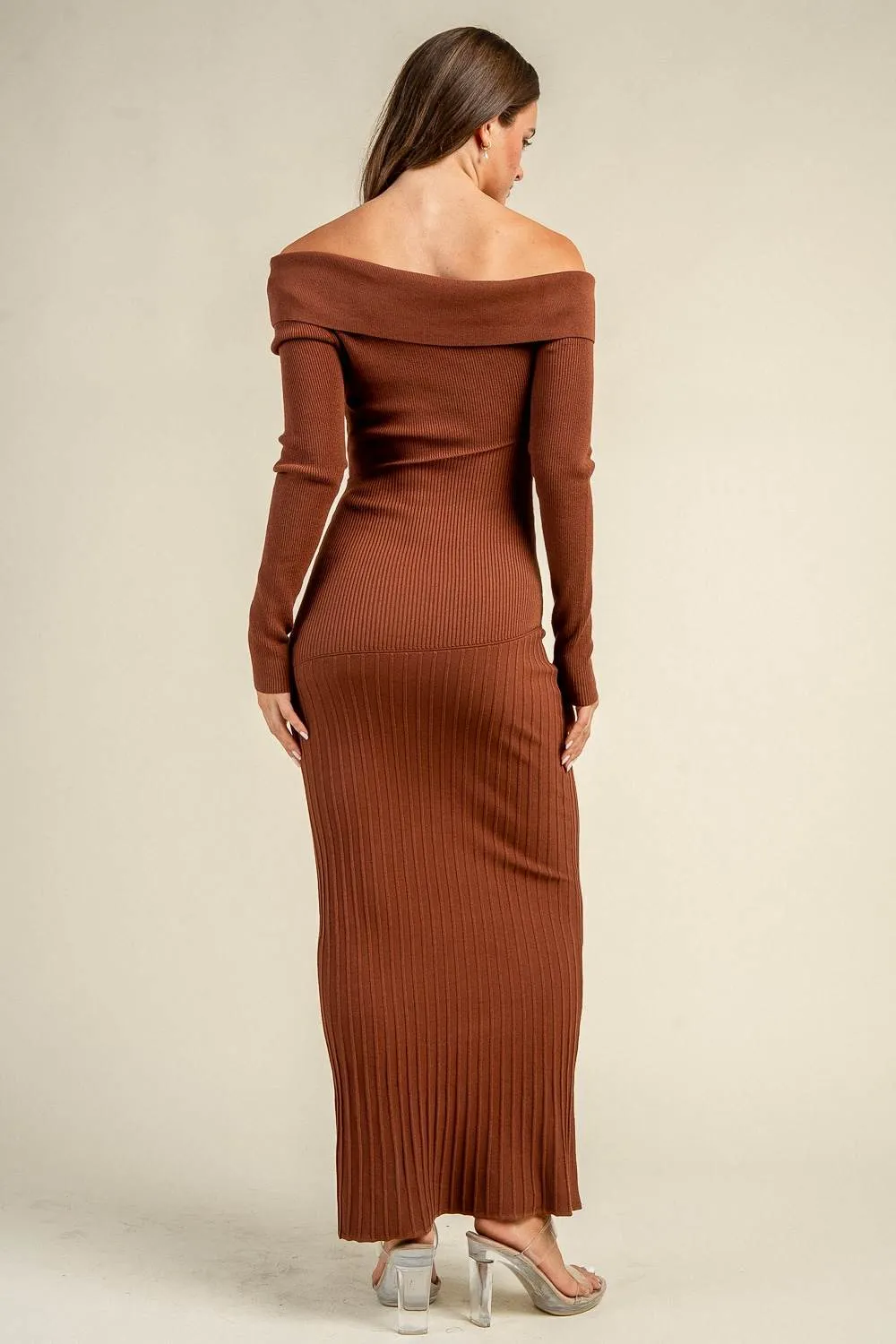CD31196C / RIBBED KNIT FITTED MAXI DRESS sold by privy product image thumbnail 3