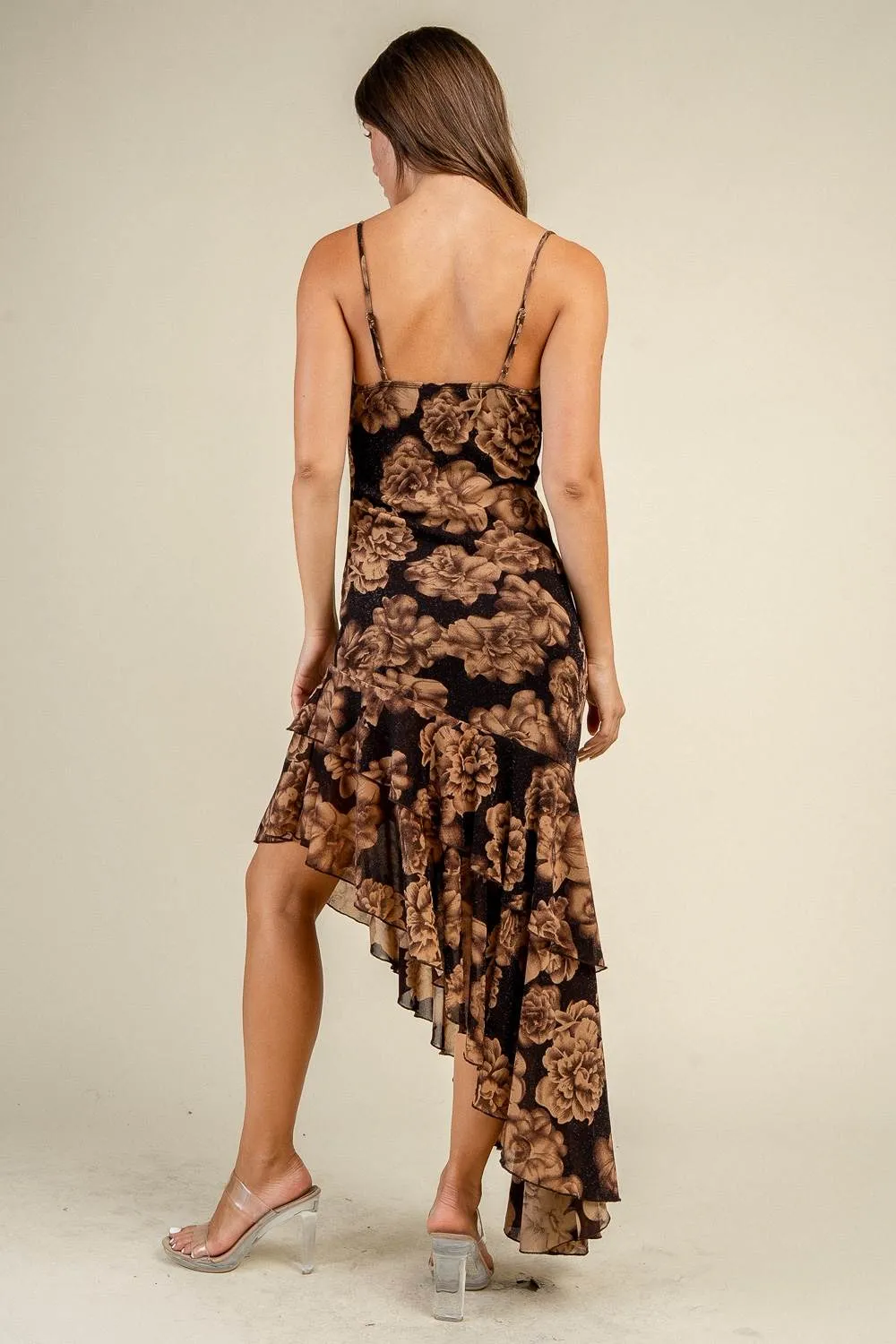 CD31339K / OILED MESH PRINT-ASYMMETRICAL RUFFLE HEMMED DRESS sold by privy product image thumbnail 3