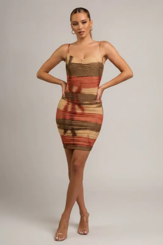 MPD1415 / GLITTER MESH PRINT MINI DRESS made by privy