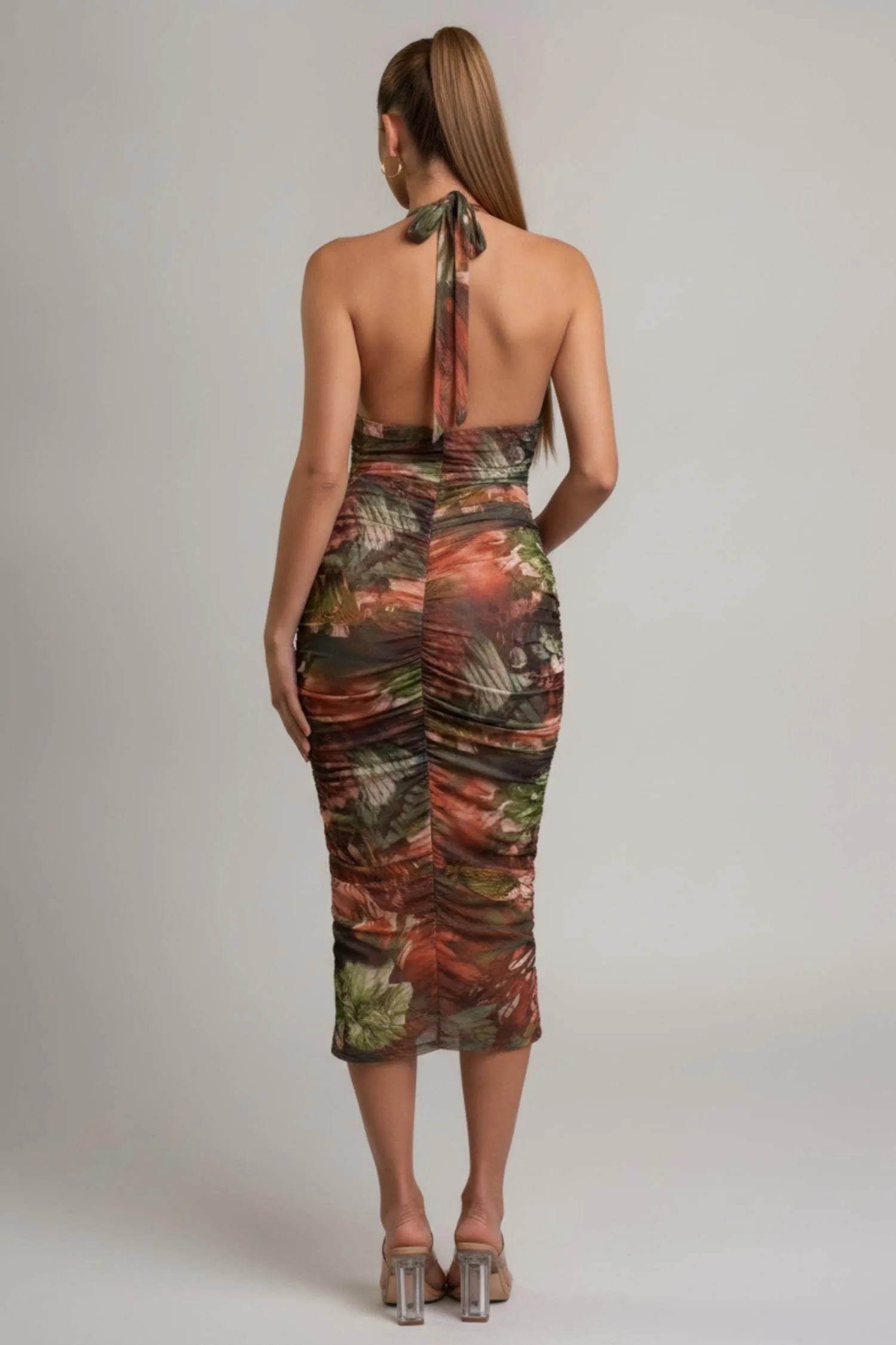 MPD1532 / MESH PRINT HALTER NECK MIDI DRESS sold by privy product image thumbnail 3