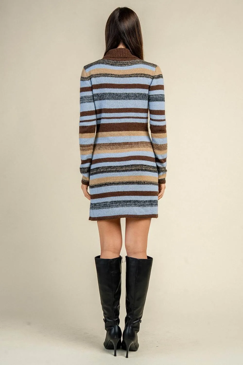 CD31418Y TURTLE NECK STRIPED SWEATER MINI DRESS sold by privy product image thumbnail 3