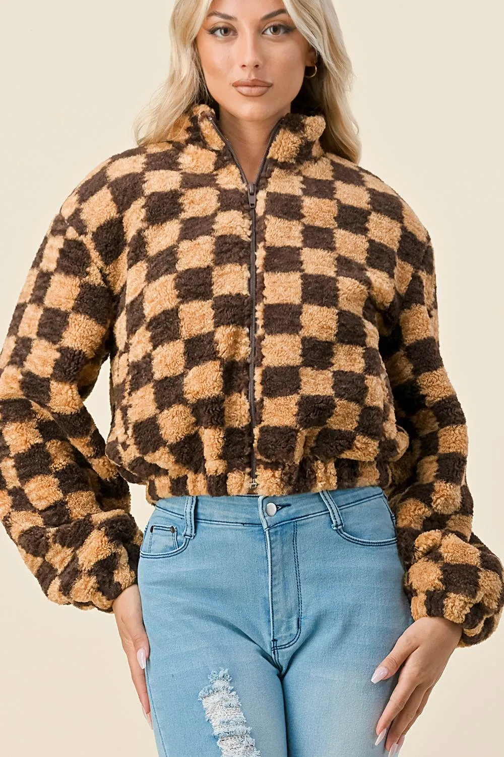 BG5129E / OVERSIZED CHECKERED ZIPPER JACKET sold by privy product image thumbnail 4